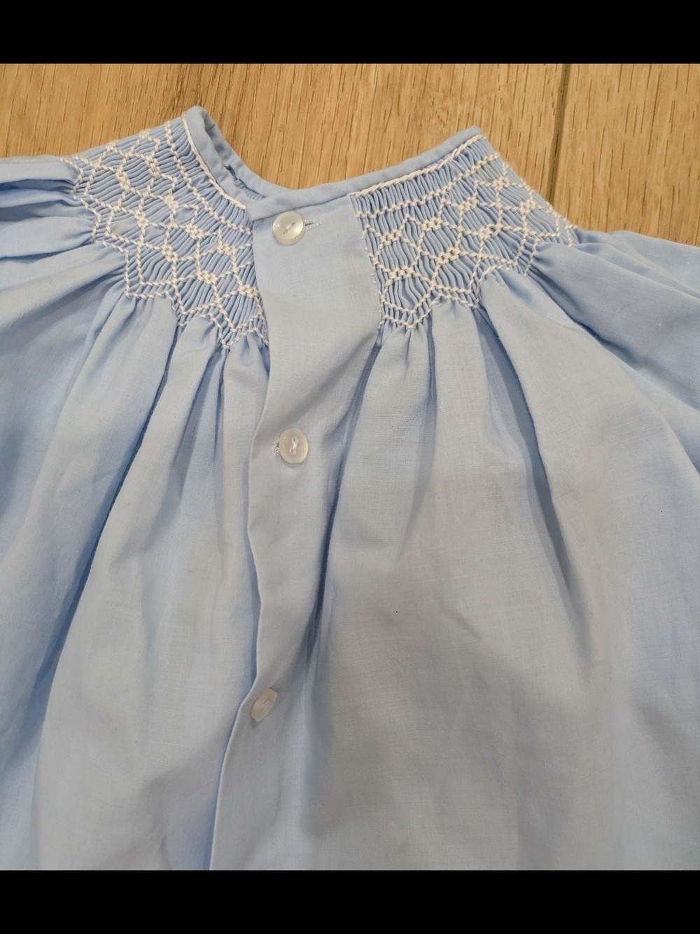 Smocked Light Blue Baby Dress - Picture 3 of 5